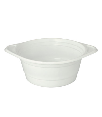 Product foto van Plastic soepkommen wit met handvat set van 100 750ml