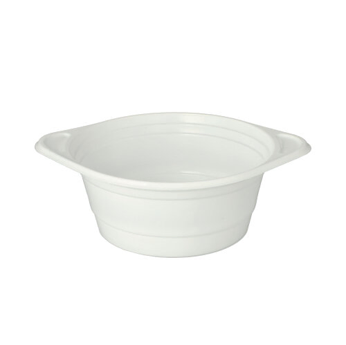 Product foto van Plastic soepkommen wit met handvat set van 100 750ml