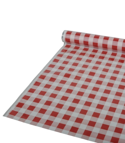 Product foto van Plastic tafelkleed rood 50m x 80cm Karo