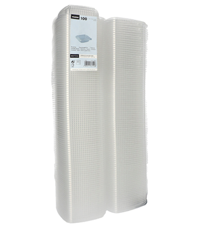 Product foto van Plastic verpakkingsbekers met deksel transparant set van 100 150ml