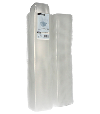 Product foto van Plastic verpakkingsbekers met deksel transparant set van 100 375ml