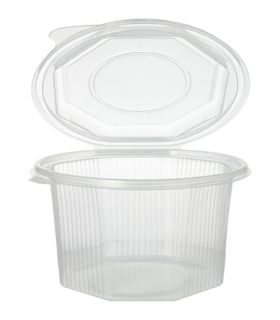 Product foto van Plastic verpakkingsbekers met deksel transparant set van 50 1l