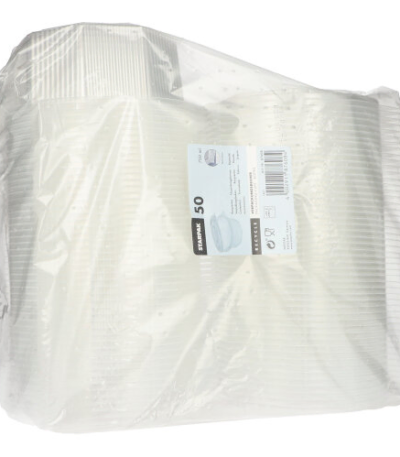 Product foto van Plastic verpakkingsbekers met deksel transparant set van 50 750ml