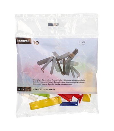 Product foto van Plastic vershoudknijpers assorti kleuren set van 10