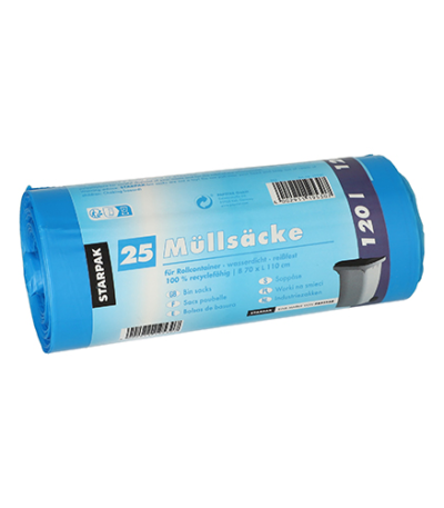 Product foto van Plastic vuilniszakken HDPE blauw 120l set van 25