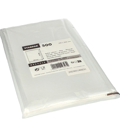 Product foto van Poly zakken LDPE transparant 30cm x 18cm set van 500