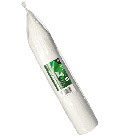 Product foto van Puntbekers suikerriet-papier wit set van 200 150ml Palmwas Coating