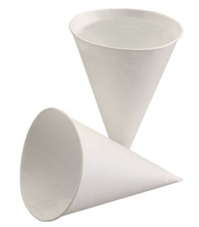 Product foto van Puntbekers suikerriet-papier wit set van 200 150ml Palmwas Coating