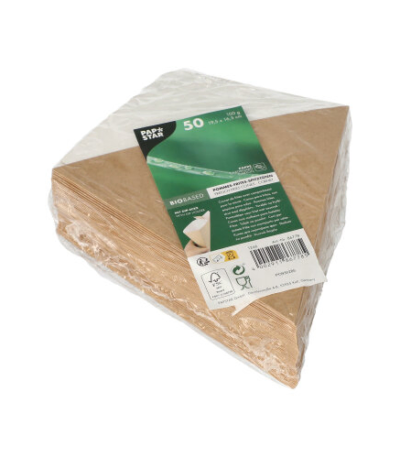 Product foto van Puntzakken karton bruin/wit set van 50 voor friet en saus