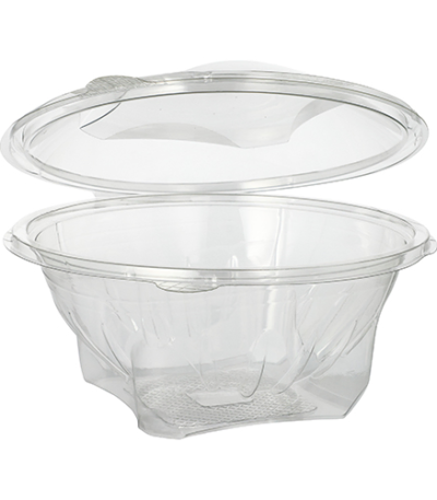 Product foto van R-PET saladeschalen met deksels glashelder set van 50 1000ml