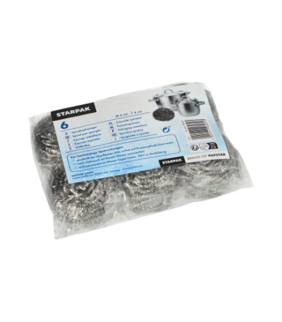 Product foto van RVS pannensponsjes set van 6 zilver