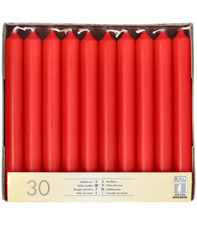 Product foto van Rode Tafelkaarsen set van 30