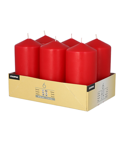 Product foto van Rode stompkaarsen set van 6 60mm x 115mm