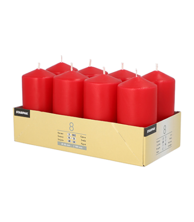 Product foto van Rode stompkaarsen set van 8 50mm 100mm