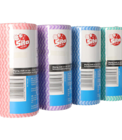 Product foto van Schoonmaakdoekjes geperforeerd assorti kleuren set van 50