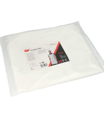 Product foto van Schorten LDPE wit extra sterk set van 25 WORK-INN