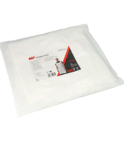 Product foto van Schorten LDPE wit set van 100 Work-Inn