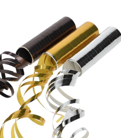 Product foto van Serpentines zwart/goud/zilver Metallic set van 3