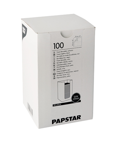 Product foto van Servetten 2-laags zwart set van 100 20x20 cm PUNTO