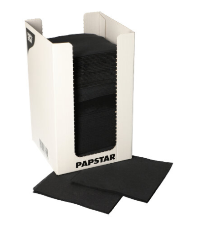 Product foto van Servetten 2-laags zwart set van 100 20x20 cm PUNTO