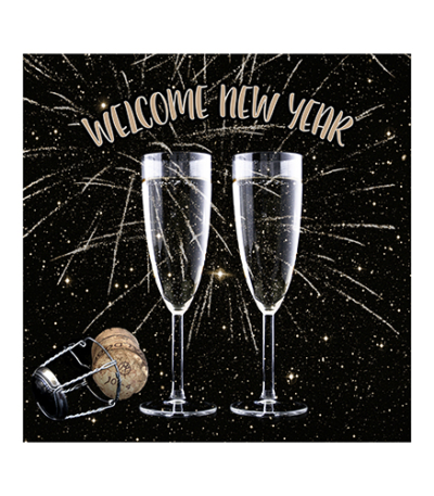 Product foto van Servetten 3-laags 25cm Welcome New Year set van 20