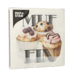 Product foto van Servetten 3-laags 33cm x 33cm Muffin set van 20