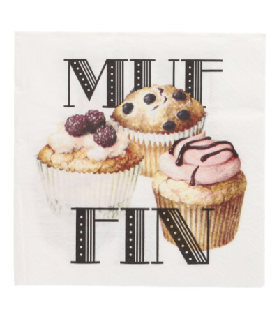 Product foto van Servetten 3-laags 33cm x 33cm Muffin set van 20