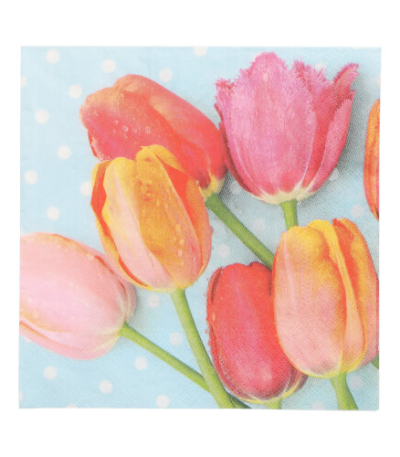 Product foto van Servetten 3-laags 33x33cm Bella Tulipa set van 20