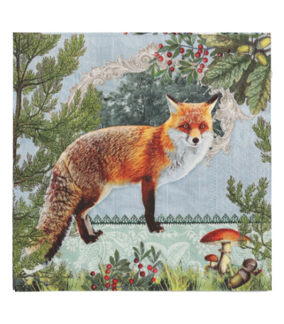 Product foto van Servetten 3-laags Fox Portrait 33x33cm set van 20