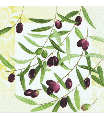 Product foto van Servetten 3-laags Olive Twig 33cm x 33cm set van 20