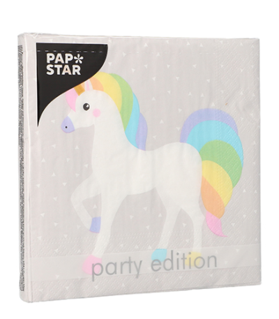 Product foto van Servetten 3-laags Unicorn set van 20
