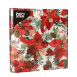 Product foto van Servetten 3-laags Winter Poinsettia set van 20