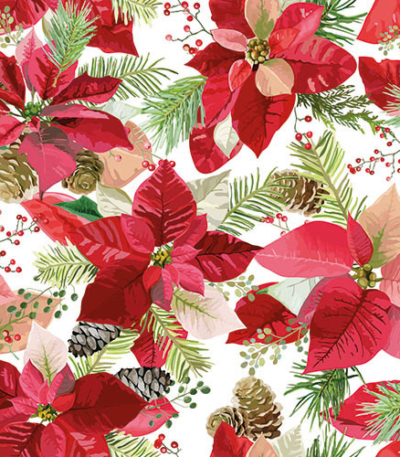 Product foto van Servetten 3-laags Winter Poinsettia set van 20