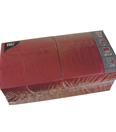 Product foto van Servetten 3-laags bordeaux set van 250