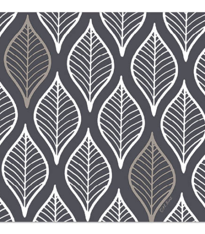 Product foto van Servetten 3-laags donkergrijs set van 30 Leafy