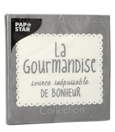 Product foto van Servetten 3-laags grijs La Gourmandise set van 20
