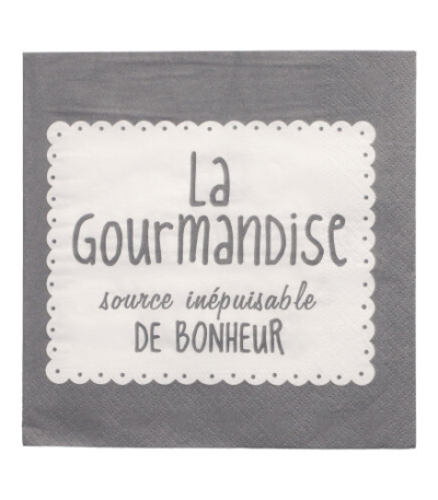 Product foto van Servetten 3-laags grijs La Gourmandise set van 20