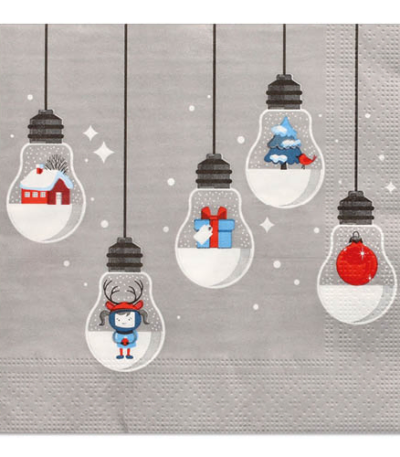 Product foto van Servetten 3-laags grijs set van 20 33x33 cm Lighting