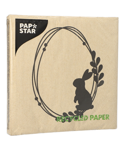 Product foto van Servetten 3-laags naturel Rabbit Wreath set van 20