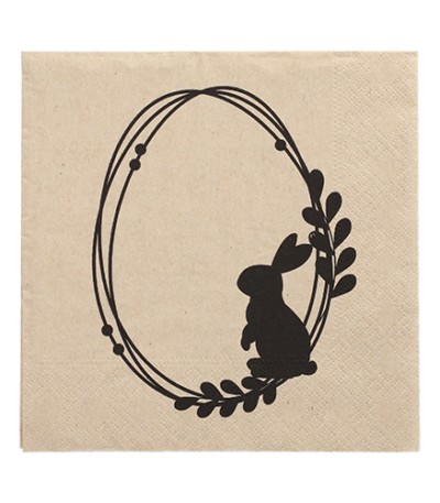 Product foto van Servetten 3-laags naturel Rabbit Wreath set van 20