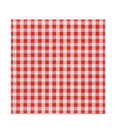 Product foto van Servetten 3-laags rood Vichy Karo set van 20