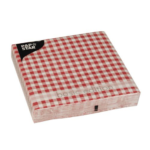 Product foto van Servetten 3-laags rood set van 30 Vichy Karo