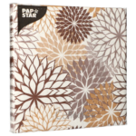Product foto van Servetten 3-laags taupe Floralies set van 20
