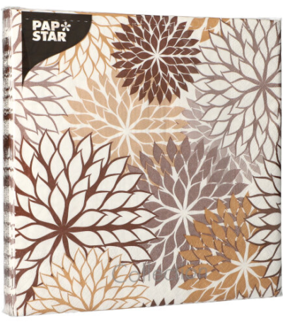 Product foto van Servetten 3-laags taupe Floralies set van 20