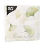 Product foto van Servetten 3-laags wit 33x33cm set van 20 Light Ginko