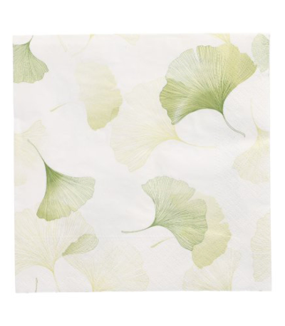 Product foto van Servetten 3-laags wit 33x33cm set van 20 Light Ginko