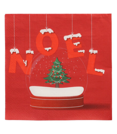 Product foto van Servetten 3-laags wit set van 20 Noel Enneige