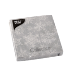 Product foto van Servetten 3-laags zilver set van 20 Snowflakes