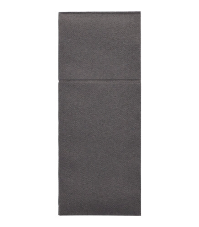 Product foto van Servetten airlaid antraciet met bestekzakjes set van 100 Premium