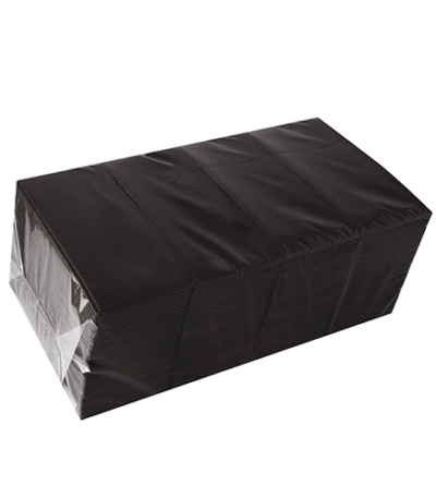 Product foto van Servetten airlaid zwart met bestekvouw set van 480